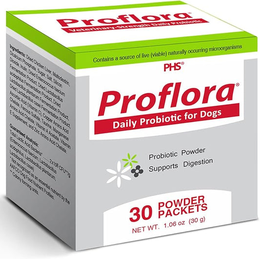 Proflora Probiotics for Dogs-Complete Gut Health & Immune Support. Easy to Use Digestive Multi-Strain Probiotics. Easier Diet Transitions, Healthier Skin & Coat & Helps Treat Diarrhea. 30 Packets.