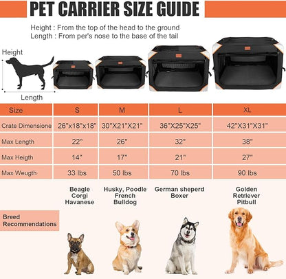 Collapsible Dog Crate-Portable Dog Crates for Extra Large Dog,4-Door Portable Pet Travel Crate,Sturdy/Breathable/Comfortable,Indoor & Outdoor & Car Back Seat;Soft Dog Blanket