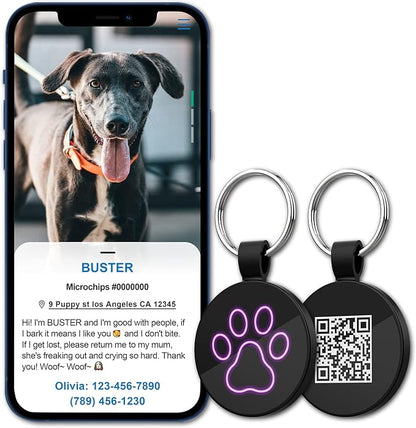 MYLUCKYTAG QR Code Pet ID Tags Dog Tags - Pet Online Profile - Scan QR Receive Instant Pet Location Alert Email