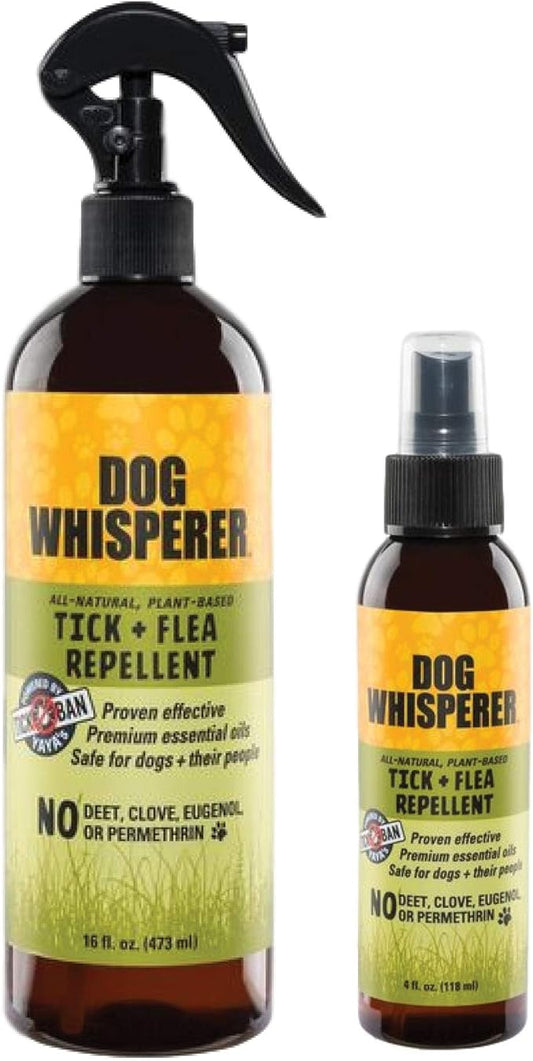 Dog Whisperer Tick + Flea Repellent, All-Natural, Extra Strength, Effective on Dogs and Their People 16 oz and 4 oz (2-Pack)
