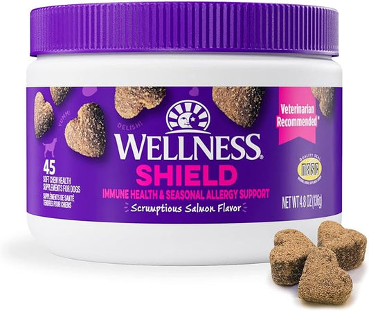 Wellness Salmon Flavored Soft Chew Immune & Allergy Supplements for Dogs, 45 count