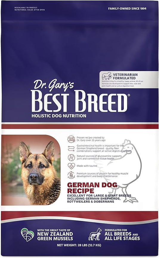 Best Breed Dr. Gary's German Dog Diet Made in USA [Natural Dry Dog Food] - 28lbs, Dark Brown, Medium