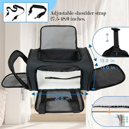 Dog Cat Carrier Pet Carriers for Small Medium Large Cats Dogs Carrier Under 25 Lbs Soft Sided Small Puppy Dog Carrier Portable Foldable Dog Cat Travel Carrier Black Large