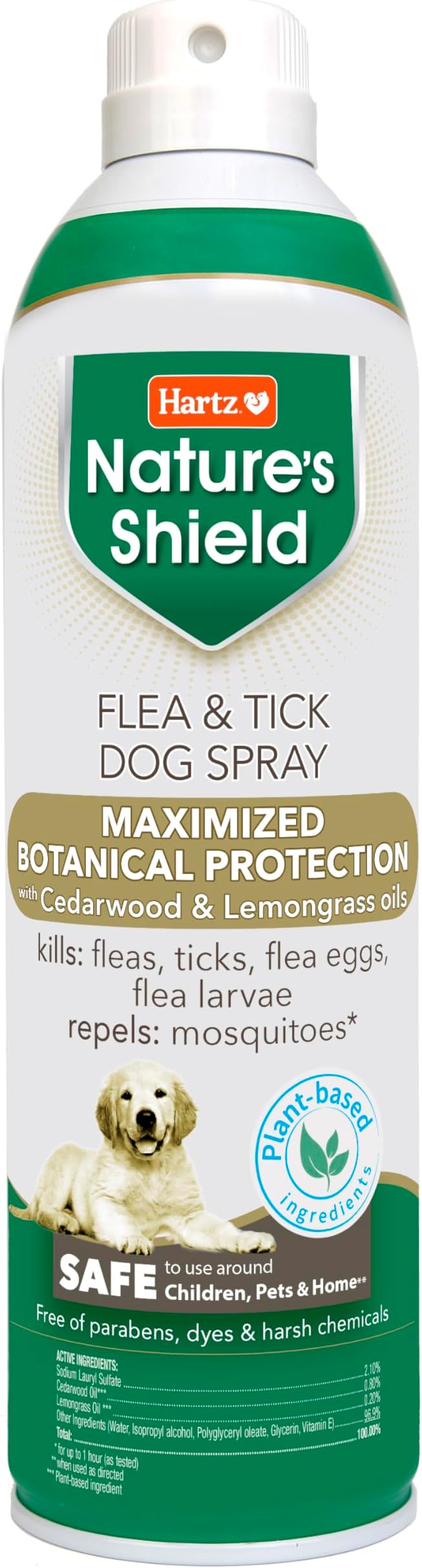 Hartz Nature’s Shield Flea & Tick Spray Treatment for Dogs, Natural and Effective Flea & Tick Prevention and Protection for Dogs with Cedarwood and Lemongrass Oil, 14 Ounces
