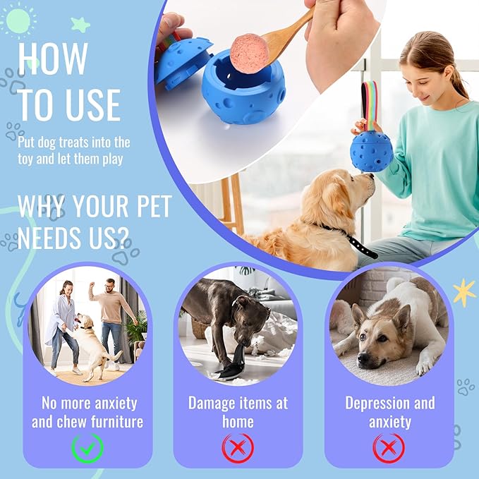 Fillable Dog Chew Toy, Treat Tray for Frozen Dog Food, DIY Fillable Rubber Treat Toy and Silicone Molds, Sturdy Chew Enrichment Stimulation Toys (Blue)