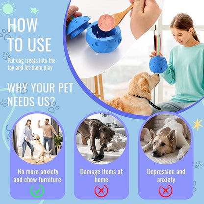Fillable Dog Chew Toy, Treat Tray for Frozen Dog Food, DIY Fillable Rubber Treat Toy and Silicone Molds, Sturdy Chew Enrichment Stimulation Toys (Blue)