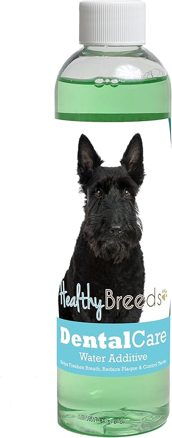 Healthy Breeds Dog Dental Care Water Additive for Scottish Terrier - Helps Freshen Breath, Reduce Plaque & Control Tartar - Mint Flavor - 8 oz