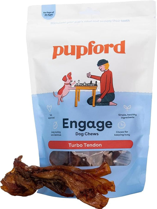 Pupford Beef Tendon Chews for Dogs | Cleans Teeth, Teaches Proper Chewing & Contains Glucosamine to Help Joints | Extra Thick, Long-Lasting, Natural Ingredients, Low Calorie (Turbo, 5 Count)