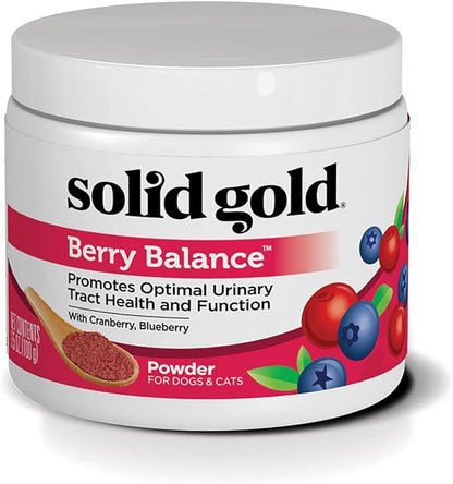 Solid Gold Cranberry Supplement for Dogs & Cats for Urinary Tract Health - Berry Balance UTI + Bladder + Kidney Support for Cats and Dogs with Antioxidants - Cranberry Powder - 3.5 oz