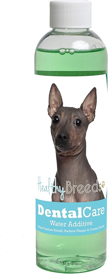Healthy Breeds Dog Dental Care Water Additive for American Hairless Terrier - Helps Freshen Breath, Reduce Plaque & Control Tartar - Mint Flavor - 8 oz