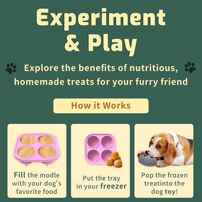 Dog Toy, Dogs Toys to Keep Them Busy, Medium Large Dogs Frozen Treat Toy Holder Treat Dispensing Refillable Homemade Freezable Dog Food, Fillable Rubber Dog Toys