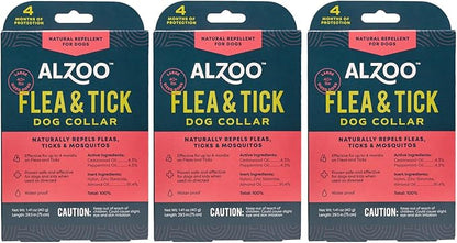 Flea & Tick Dog Collar, Helps Repel Fleas, Ticks & Mosquitoes, 100% Plant-Based Active Ingredients, Phthalates and PVC Free, for Large Dogs: 40+ lbs, Pack of 3