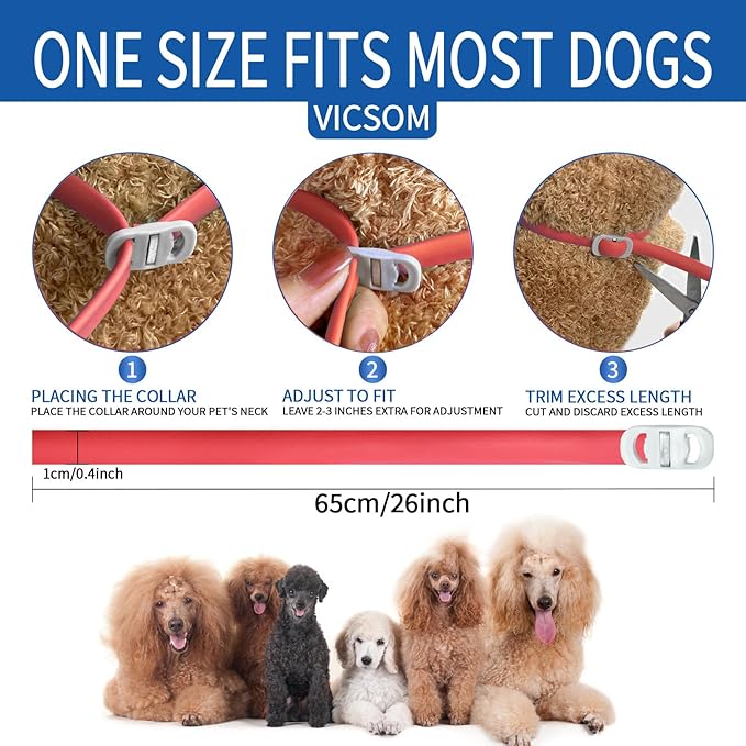 4 Pack Flea Collar for Dogs, Dog Flea and Tick Collar 8 Months Flea and Tick Prevention for Dog, Waterproof Adjustable Puppy Collar Natural Tick and Flea Collars for Small Medium Large Dogs, Red