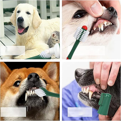 Pet Dog Toothbrush Toothpaste Finger Toothbrush Set Cat Toothbrush Teeth Cleaning Dental Care Kit Fresh Mouth Kit Beef Flavor Dog Cat Removal Plaque Gum Keep Tooth Health