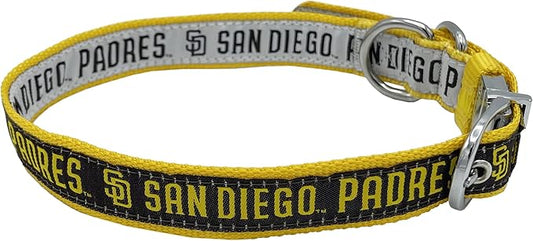 Pets First SAN Diego Padres Reversible MLB Dog Collar Medium. Premium Home & Away Two-Sided Pet Collar Metal Buckle MLB Baseball Team Unique Design on Each Side! Dogs & Cats (PAD-3280-MD)