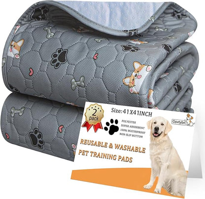 Washable Pee Pads for Dogs - Super Absorbent Reusable Puppy Pads 2Pack 41''x41'' Waterproof Dog Pee Pads Non-Slip Whelping Pads Leakproof Urine Pet Training Pads for Potty Wshable Puppy Pads