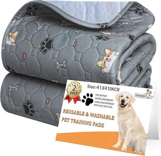 Washable Pee Pads for Dogs - Super Absorbent Reusable Puppy Pads 2Pack 41''x41'' Waterproof Dog Pee Pads Non-Slip Whelping Pads Leakproof Urine Pet Training Pads for Potty Wshable Puppy Pads
