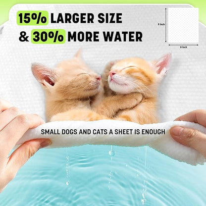 Dog Wipes for Paws and Butt, Plant-Based Large Pet Wipes for Dogs/Cats Hypoallergenic, 8X9 Inch Easy to Use Dog/Cat/Puppy Cleaning Grooming Wipes Gentle Degradable (200 Count, Blueberry)