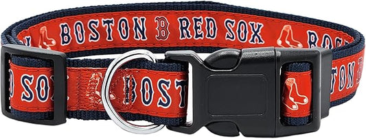 MLB Boston Red Sox Licensed PET COLLAR- Heavy-Duty, Strong, and Durable Dog Collar. Available in 29 Baseball Teams and 4 Sizes
