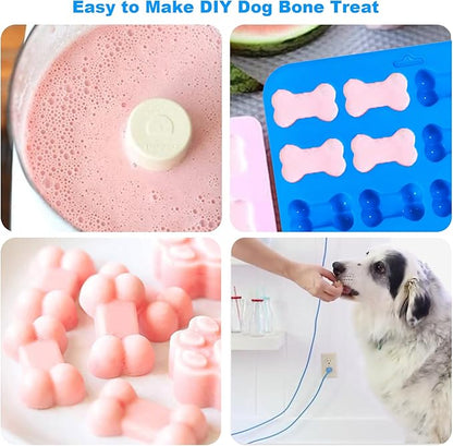 4Pcs Puppy Dog Paw Bone Silicone Mold for dog treats, Non-Stick Food Grade Silicone Molds for frozen treats, Baking Mold for Jelly, Candy, Chocolate,Ice Cube, Dog Snack Biscuits Bone