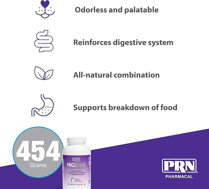 PRN Pharmacal ProZyme Original Formula Enzyme Replacement Supplement - Reinforces Animal's Digestive System, Supports Dog & Cat Food Breakdown - Promotes Pet's Digestive Health - 454 g, 1 lb Bottle