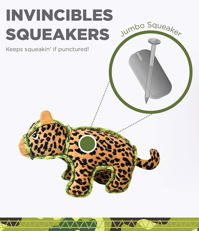 Outward Hound Xtreme Seamz Leopard Squeaky Dog Toy - Reinforced Dense Stuffing Plush Toy