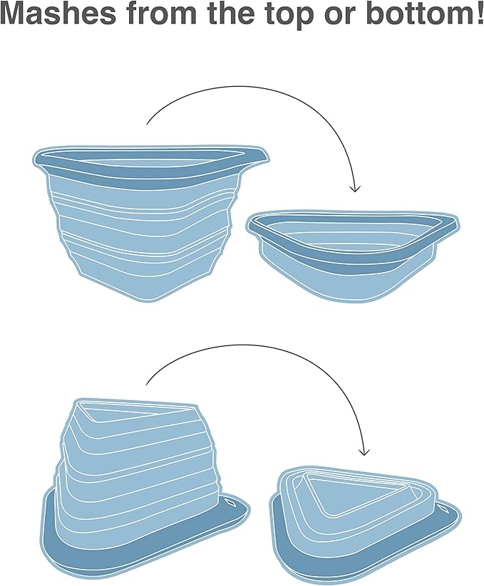 Kurgo Collapsible & Portable Travel Dog Bowl | Mash N’ Stash | Portable Water for Dogs | Food Grade Silicone Collapsible Dog Bowl | BPA No | Pet Travel Accessories | Holdsup to 24 oz (Regular), Blue