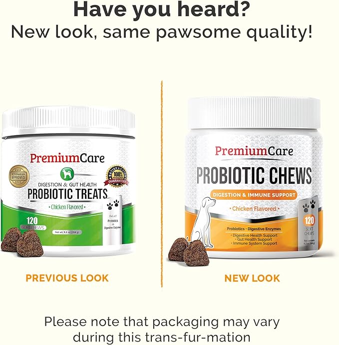 Premium Care Probiotics for Dogs for Yeast, Itchy Skin and Itchy Ears - Advanced Probiotic for Gut Health, Gut Flora, Bowel Health Support, Diarrhea, Digestive Health & Seasonal Allergies- 120 chews