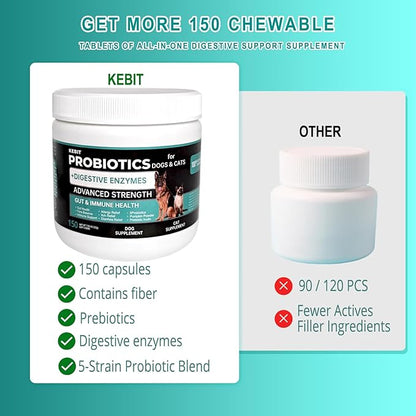 pet probiotic chewable Tablets, Dog and cat probiotics for Diarrhoea Relief, Scratching, Allergies and Gut Health Support, Immune Support Supplements （Chicken Flavour 150pcs）