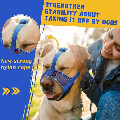Dog Muzzle, Air Mesh Breathable Muzzle for Medium Large Sized Dogs to Anti & Prevent Biting Barking, Soft Grooming Muzzle for German Shepherd Dog with Reflective & Adjustable Strap(Blue-XXL…