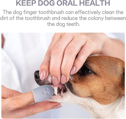 CONSIO 4Pcs Dog Finger Toothbrush, Use Food Grade Silicone,Easy Teeth Cleaning, Dental Care for Puppies, Cats and Small Pets