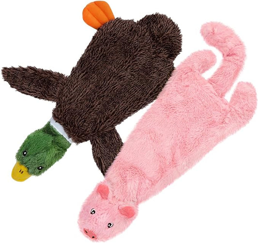 Best Pet Supplies Stuffing Free Squeaky Dog Toys for Small Dogs, Medium Dogs, and Large Dogs, Durable, Best Dog Chew Toy for Teething Puppy, Indoor Play, Holds Plastic Bottle - Wild Duck, Pig, Medium