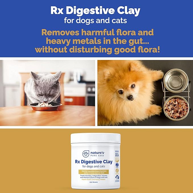 Rx clay for digestion for cat and dog stomach relief. Cat and dog anti diarrhea medication. Cat and dog stomach upset medicine for cat and dog diarrhea. Extra large 210 grams. Veterinary grade.