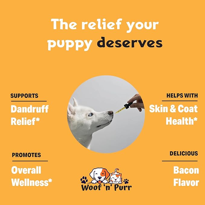 Natural Dog Dandruff Treatment - Supports a Health Skin & Coat, & Dandruff Relief - Dog Dry Skin - Dog Dry Skin Treatment - Dog Skin and Coat Supplement - Skin and Coat Supplement for Dogs - 1 fl oz