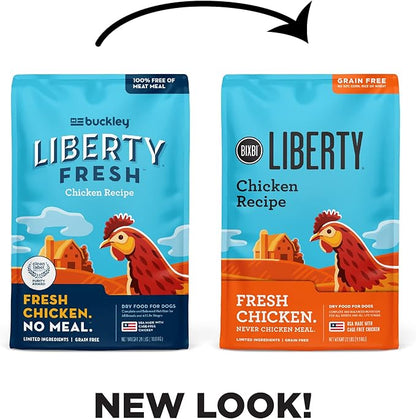 BIXBI Liberty Grain Free Dry Dog Food, Chicken Recipe, 22 lbs - Fresh Meat, No Meat Meal, No Fillers for Easy Digestion - USA Made