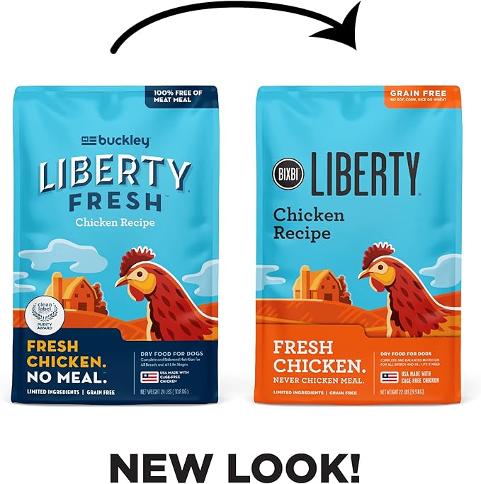 BIXBI Liberty Grain Free Dry Dog Food, Chicken Recipe, 22 lbs - Fresh Meat, No Meat Meal, No Fillers for Easy Digestion - USA Made