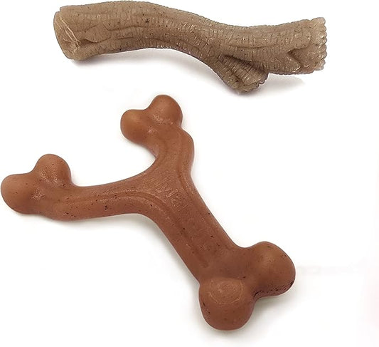 Nylabone Gourmet Style Strong Dog Chew Toy Bundle Bacon & Peanut Butter Small/Regular (2 Count)