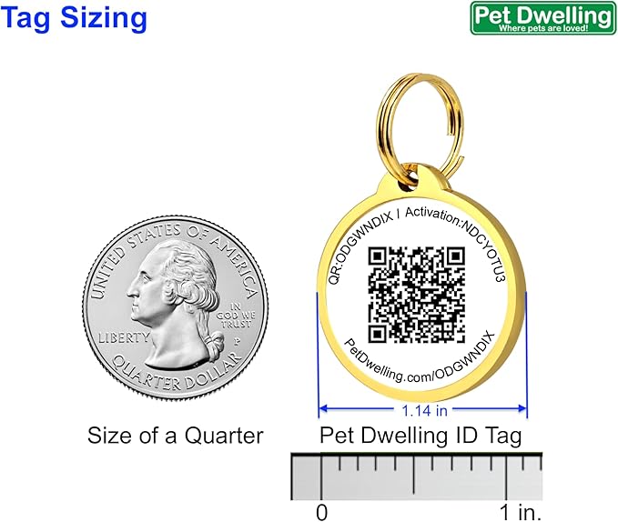 Premium NFC-QR Code Pet ID Tags - Dog Tags and Cat Tags, Connect to Online Pet Profile, Receive Instant Scanned Location Email Alert(Gold Paw)