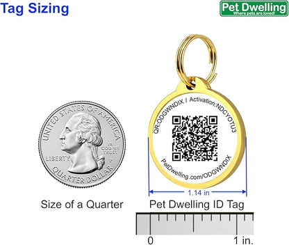 Premium NFC-QR Code Pet ID Tags - Dog Tags and Cat Tags, Connect to Online Pet Profile, Receive Instant Scanned Location Email Alert(Gold Paw)