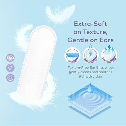Dog Ear Cleaner Wipes - Cleanser for Dogs - Ear Itching, Dissolves Wax, Dirt & Odor with Coconut Oil & Aloe Vera (100 Finger Wipes)