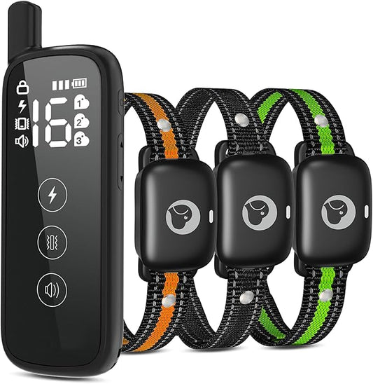 Dog Shock Collar with Remote, 2400ft Waterproof Dog Training Collars 3 Dogs for Large Medium Small Dogs Electric Shockers Collars, Training with Beep Vibration Safe Shock(1-16) Mode