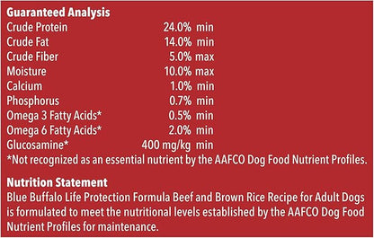 Blue Buffalo Life Protection Formula Natural Adult Dry Dog Food, Beef and Brown Rice 34-lb