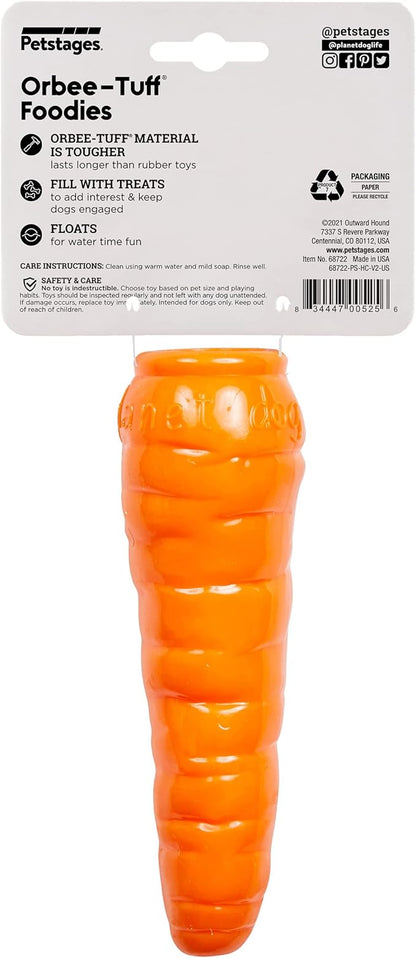 Outward Hound Foodies Carrot Treat-Dispensing Dog Chew Toy, Orange