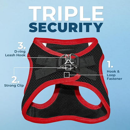 Voyager Step-In Air Dog Harness - All Weather Mesh Step in Vest Harness for Small and Medium Dogs by Best Pet Supplies - Red Trim, Small