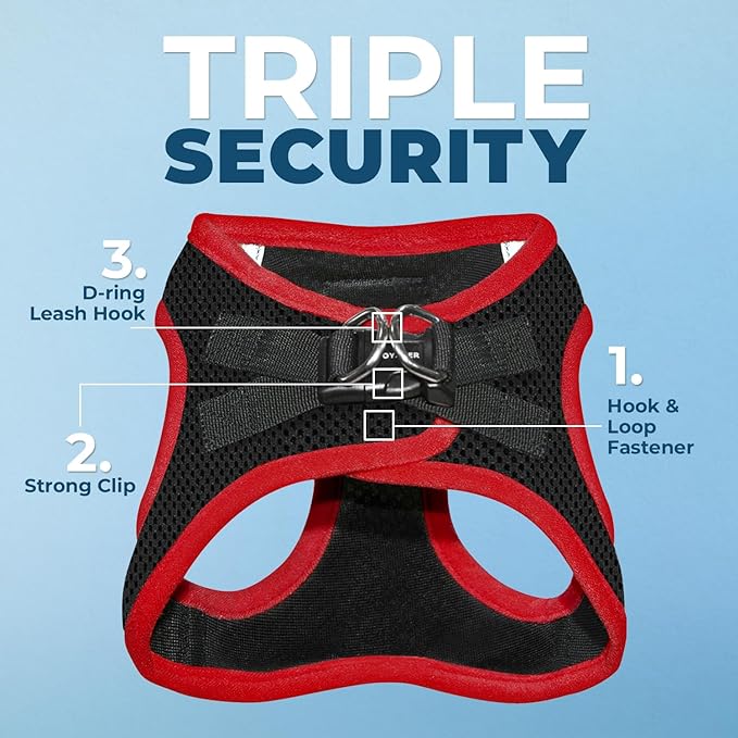 Voyager Step-in Air Dog Harness - All Weather Mesh Step in Vest Harness for Small and Medium Dogs by Best Pet Supplies - Red Trim, S