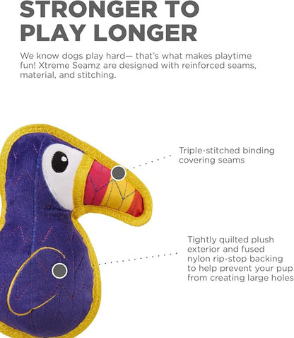 Outward Hound Xtreme Seamz Toucan Squeaky Durable Dog Toy