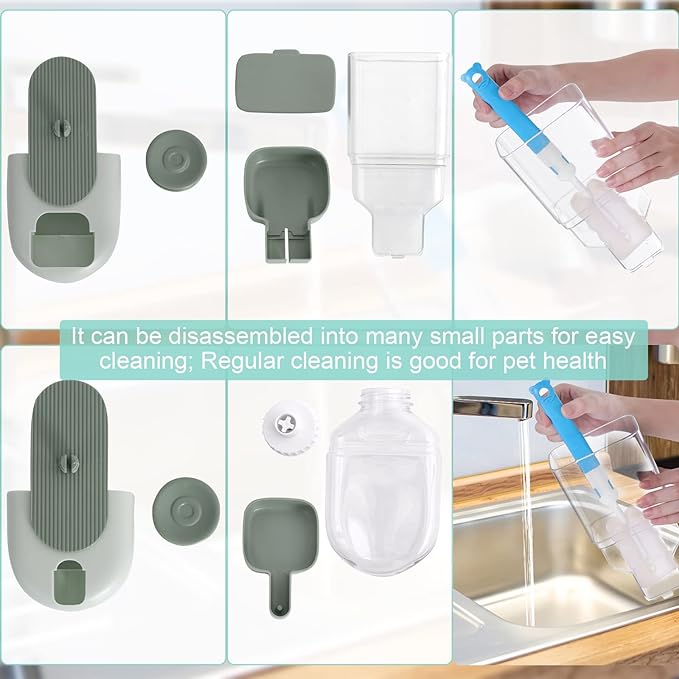 Hanging Automatic Food Water Dispenser,Gravity Rabbit Feeder Water Dispenser Set,Cage Cat Water Dispenser,Food Bowl for Bunny Guinea Pig Ferret Water Dispenser (Cage Grid Spacing Over 1.2'')