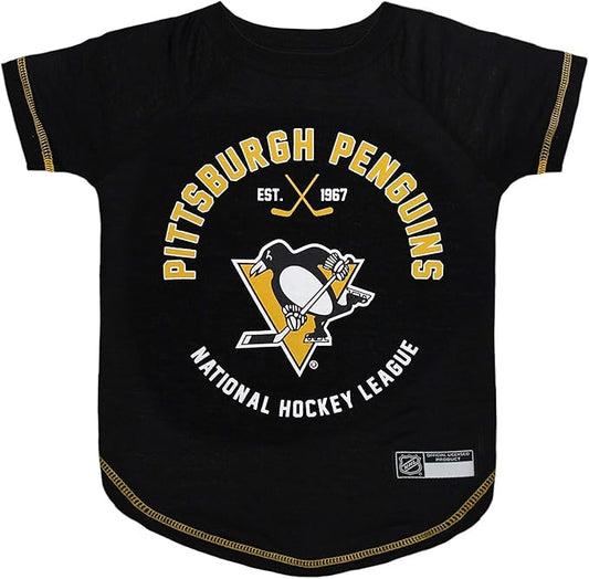 Pets First NHL Pittsburgh Penguins Tee Shirt for Dogs & Cats, Large. - are You A Hockey Fan? Let Your Pet Be an NHL Fan Too!