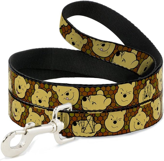 Buckle-Down Dog Leash Winnie The Pooh Expressions Honeycomb Black Browns 6 Feet Long 1.5 Inch Wide, Multicolor (DL-6FT-WDY273-W)
