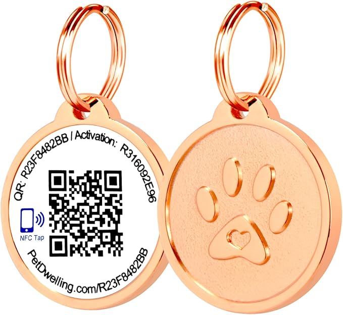 Smart NFC - QR Code Pet ID Tags - Dog Tags and Cat Tags: Instant Online Profile Access and Scan Location Email Alerts